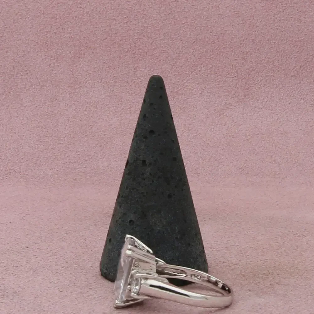 sterling silver clear cz cocktail ring size 7.75
